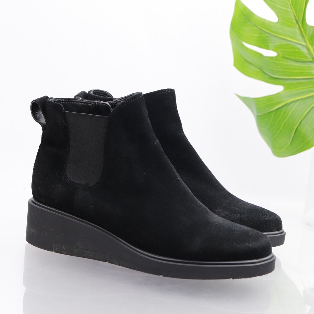 Blondo Womens Luisa Boots Size 7 M Black Suede Chelsea Wedge Waterproof Booties
